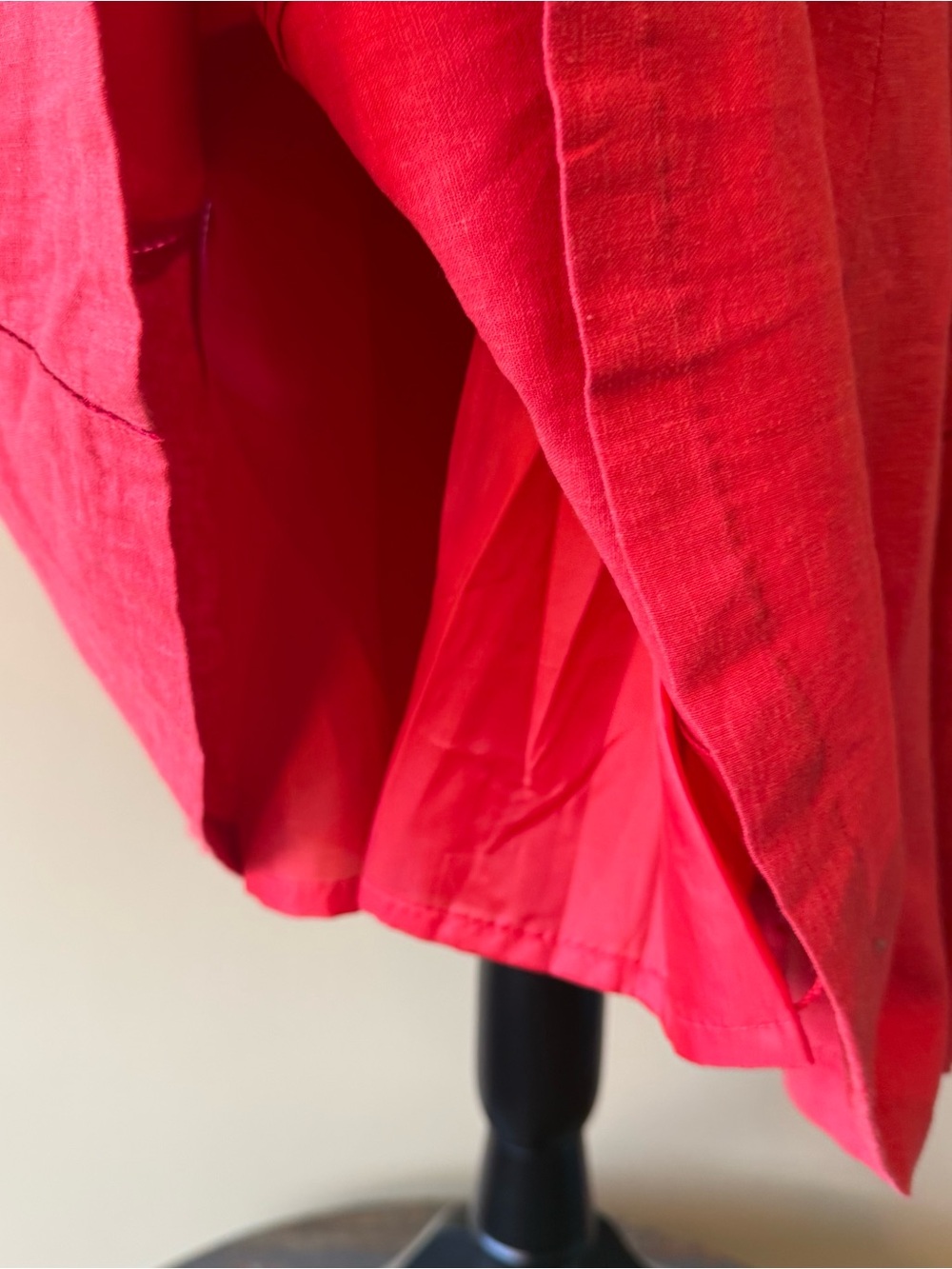 Women’s Linen Blend Trumpet Fit-and-Flare Skirt - fully lined - red - size 1 - Picture 4 of 8